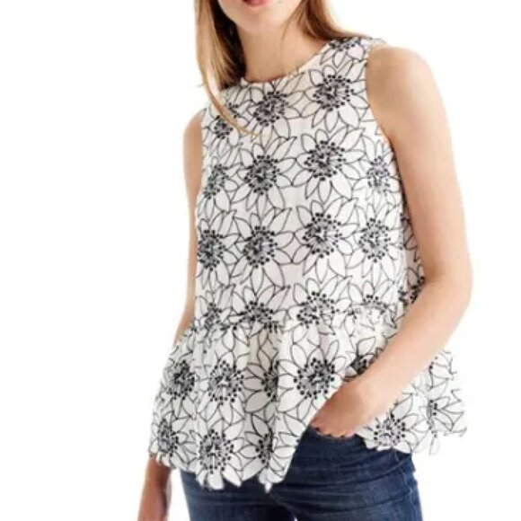 J. Crew Embroidered Floral Peplum Top - Picture 2 of 3